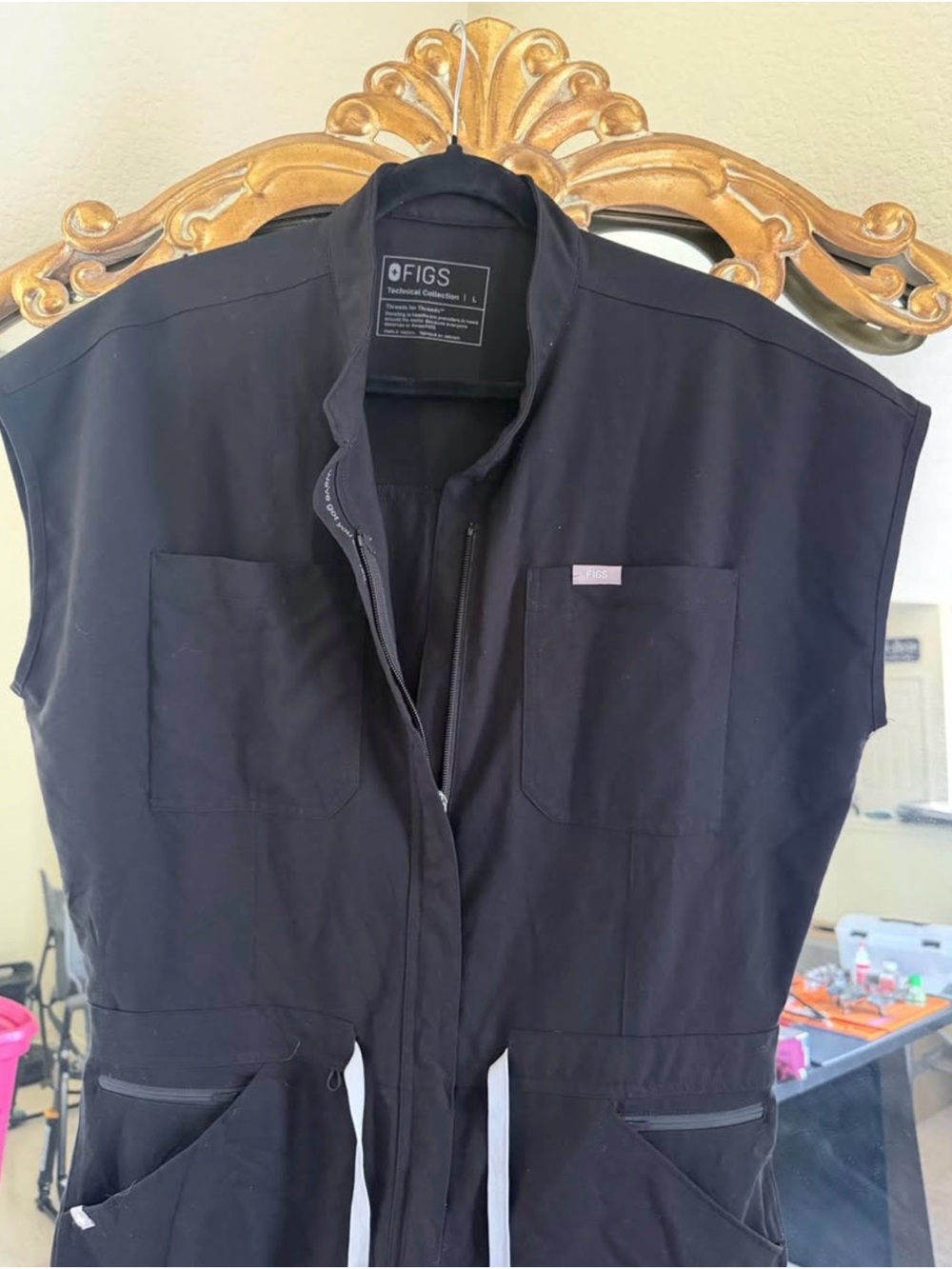 FIGS Black Utility Scrub Jacket